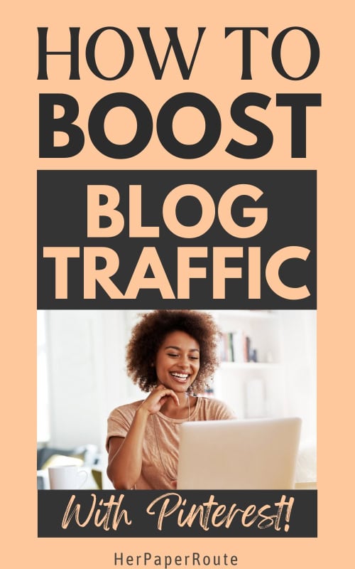 woman pinning to pinterest group boards and boosting her blog traffic