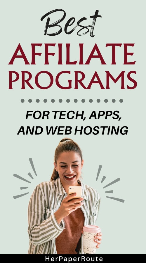 entrepreneur looking up the best web hosting affiliate programs on her phone