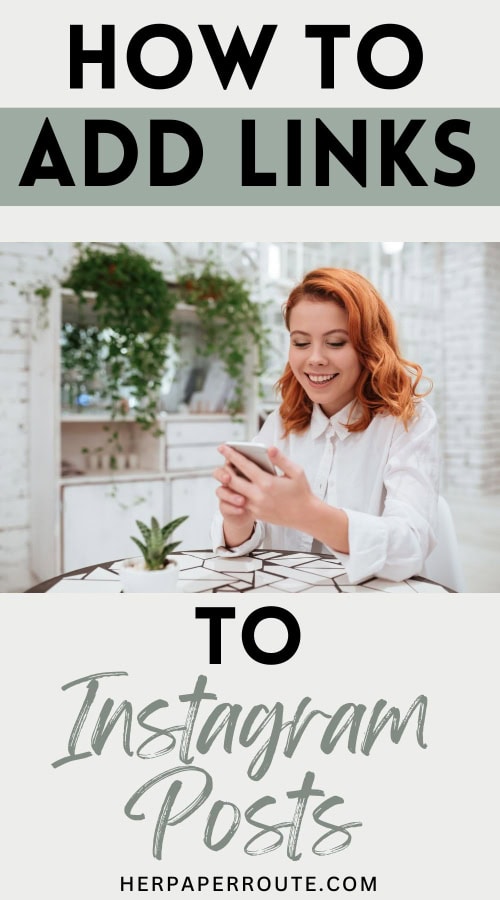 entrepreneur sitting at table and figuring out how to add links to instagram on her phone