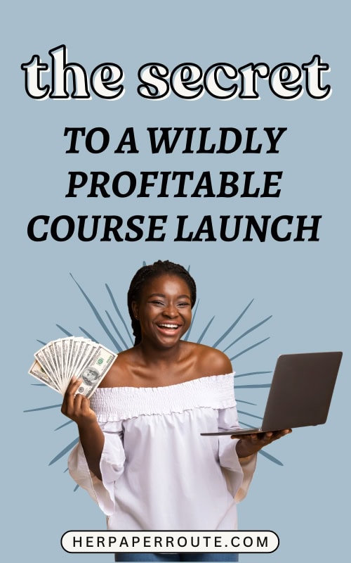 woman holding laptop and dollar bills celebrating her profitable course launch