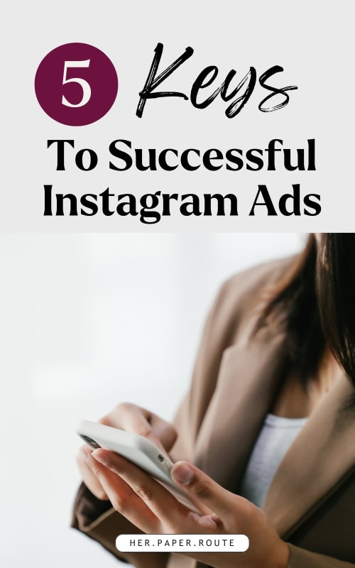 businesswoman on her phone figuring out how to make instagram ads
