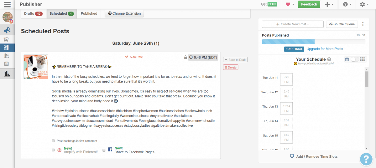 tailwind app instagram