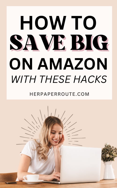 woman shopping on Amazon while using the best money saving hacks