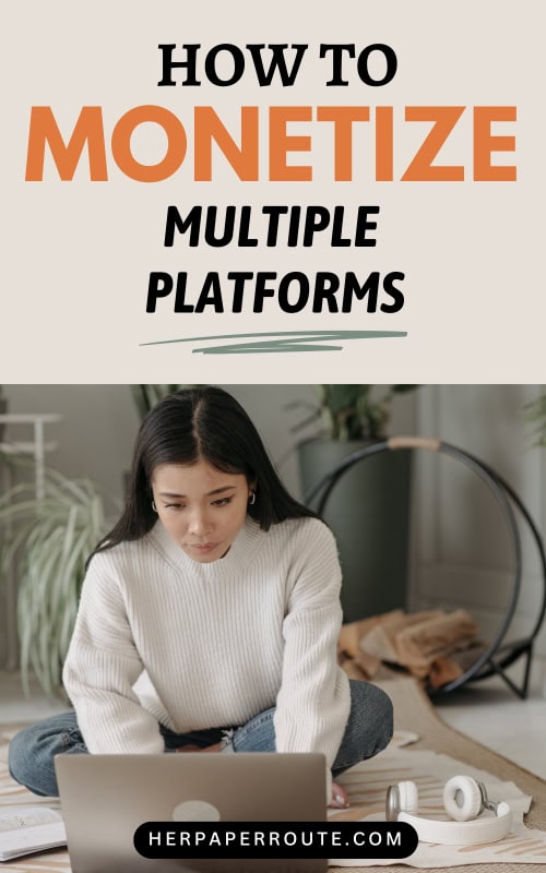 woman working from home on laptop and monetizing multiple platforms