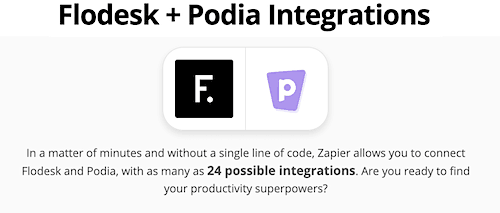 flodesk podia review integration zapier