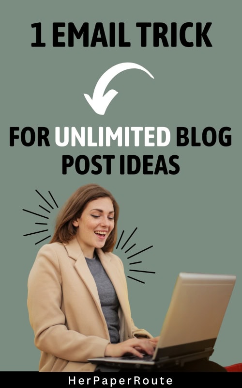 excited blogger on laptop learning how to get unlimited blog post ideas