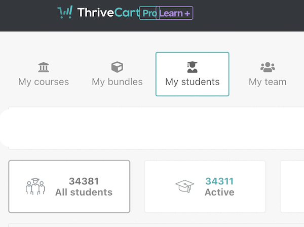 how to get your first students ina new course - example of my thrivecart dashboard showing my students