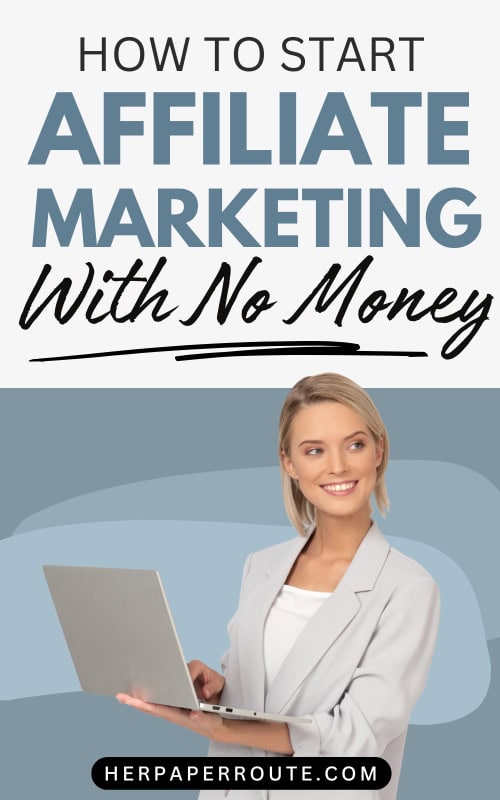 new blogger with laptop figuring out how to start affiliate marketing with no money