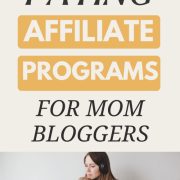 mother working with child next to her looking up parenting affiliate programs