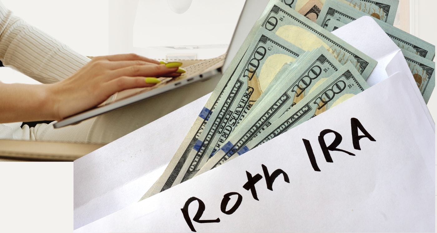 An envelope with cash inside and the words Can You Lose Money In A Roth IRA printed on the top