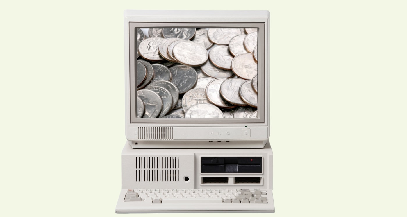 US quarters on an old computer showing answer to Where to Get Quarters