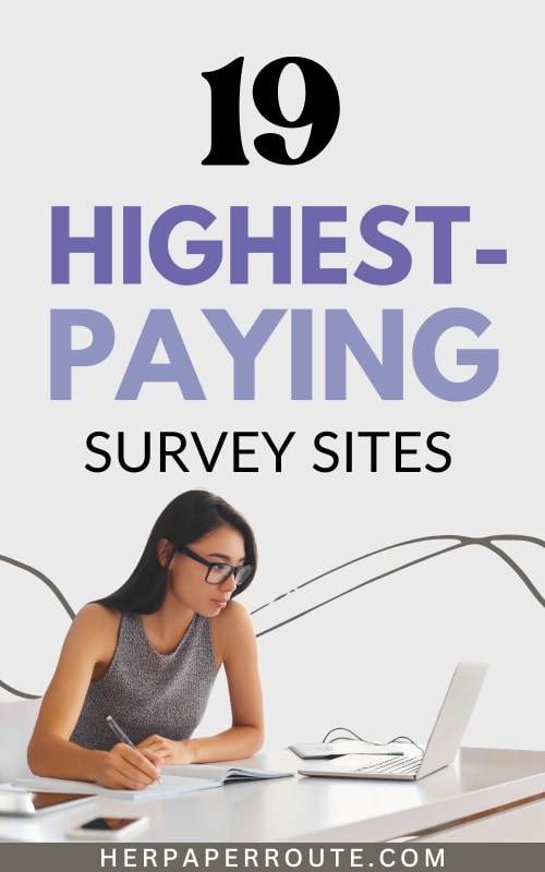 woman taking a survey on her computer showing the highest-paying survey sites