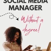 woman working on tablet and computer showing how to become a social media manager without a degree