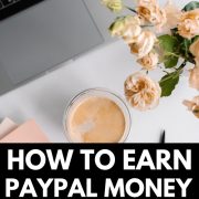 computer and coffee setup showing how to earn paypal money