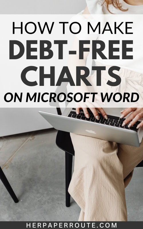 woman typing on laptop showing how to make debt-free charts in word