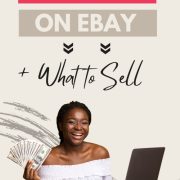 woman holding cash and a laptop showing how to make money on ebay