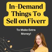 woman on cell phone thinking about the best things to sell on fiverr