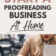 woman working remotely from laptop showing how to start a proofreading business at home