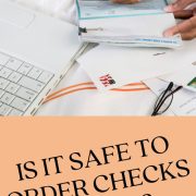 woman with laptop writing check showing is it safe to order checks online