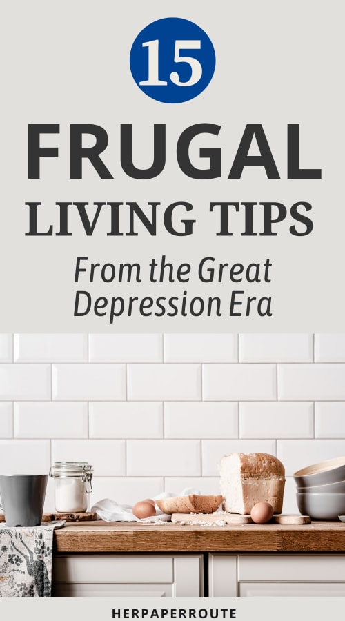 kitchen with bread and eggs featuring frugal living tips from the great depression era