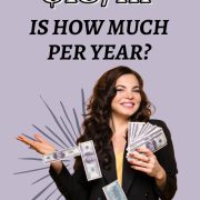 woman holding dollar bills showing $15 an hour is how much per year