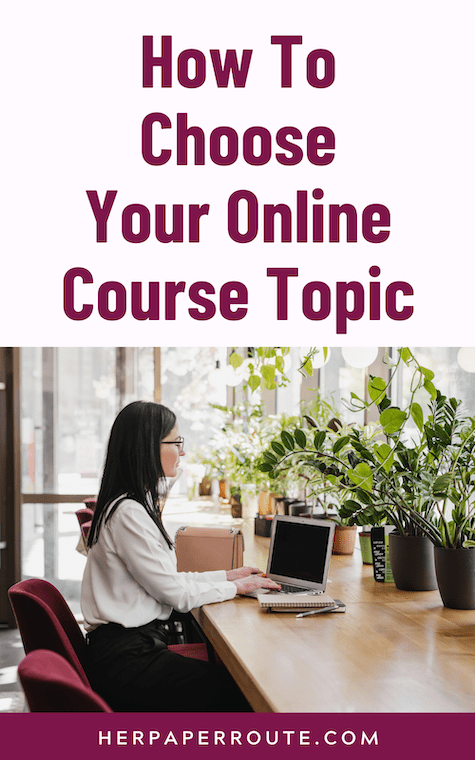 Woman on computer at cafe learning what to know Before Choosing Your Online Course Topic