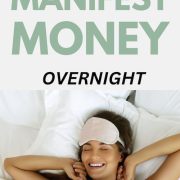 Happy woman about to go to sleep, knowing how to manifest Money Overnight