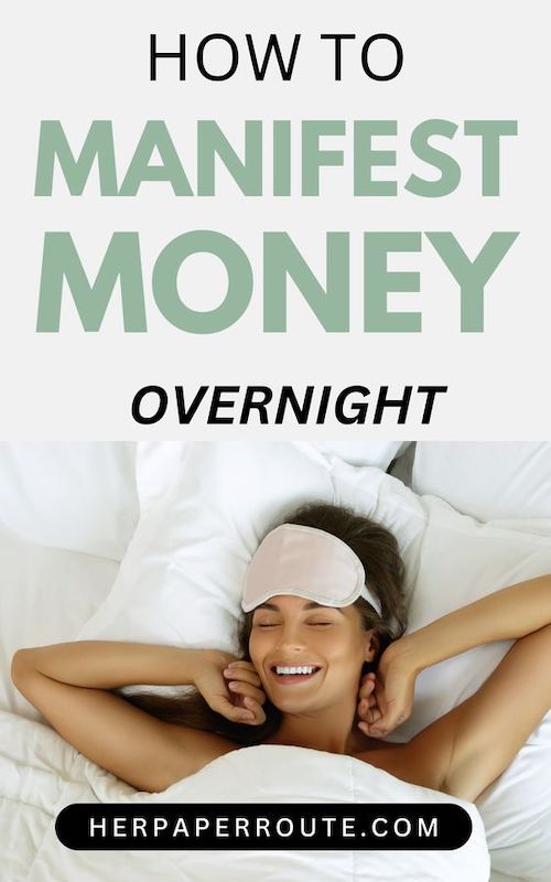 Happy woman about to go to sleep, knowing how to manifest Money Overnight