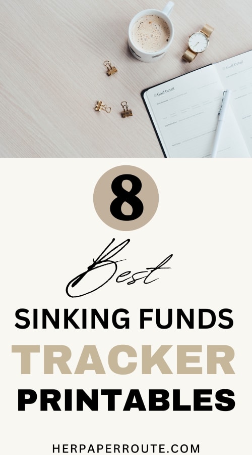 pen and paper showing sinking funds tracker printable