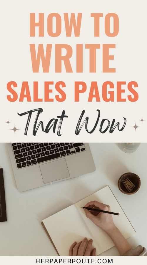 woman writing in notebook and laptop learning sales page copywriting strategies