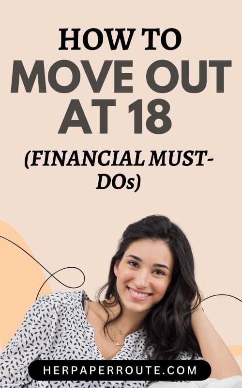 smiling young woman thinking about how to move out at 18 and what to do with finances