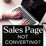 woman typing on laptop answering the question sales page not converting