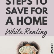 woman holding up a handful of bills showing how to save for a home while renting