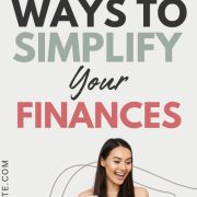 woman smiling with money in her hand as she celebrates learning how to simplify your finances
