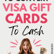 woman with cash and a gift card smiling as she has figured out how to convert visa gift cards to cash