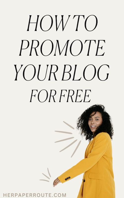 smiling woman is happy that she found the 5 best places to promote your blog for free at HerPaperRoute