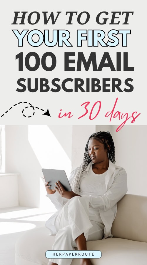 entrepreneur using tablet to get first 100 email subscribers
