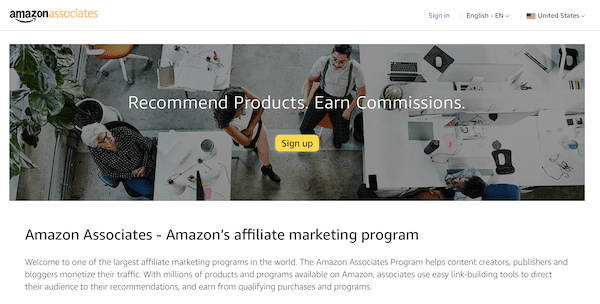 screenshot of amazon websites - what is the amazon associates affiliate program