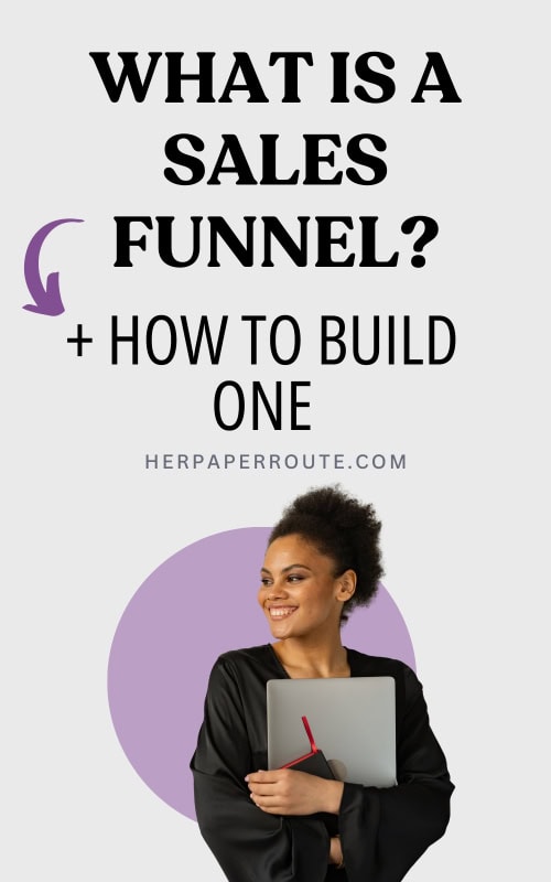 business owner holding laptop smiling because she has answered the question what is a sales funnel