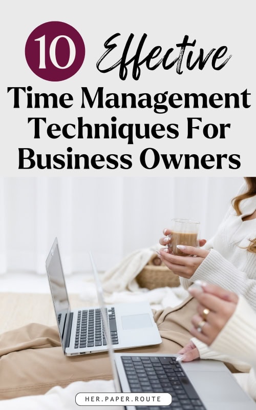 two business owners with open laptops figuring out the best time management techniques
