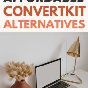 open laptop on work desk showing affordable convertkit alternatives