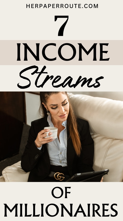 wealthy woman in lounge thinking about how to earn the 7 income streams of millionaires