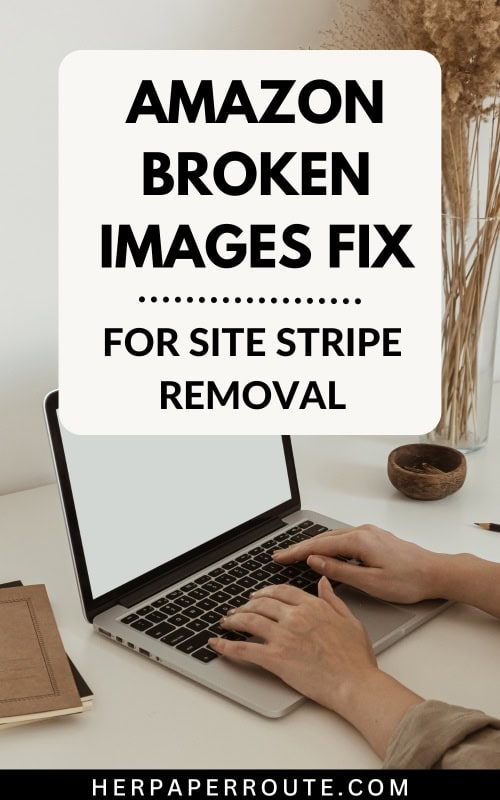 business owner trying amazon broken images fix on her laptop