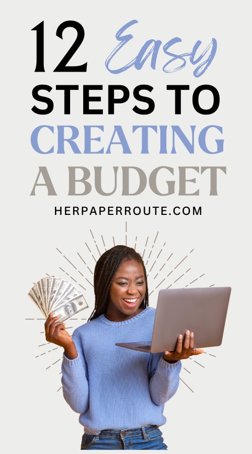woman with laptop and money learning how to create a budget