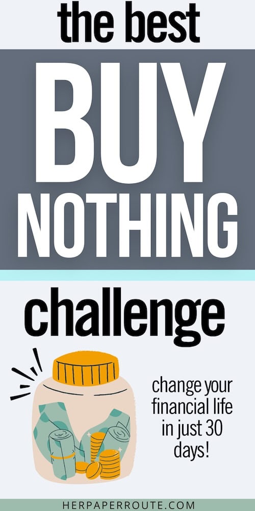 savings jar filled with cash under the words the Best Buy nothing challenge to change your financial life in 30 days