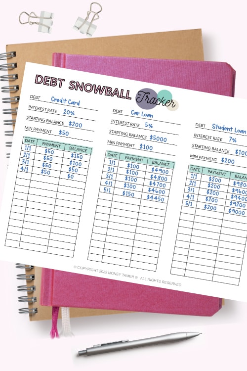 debt snowball pay-off tracker sheets