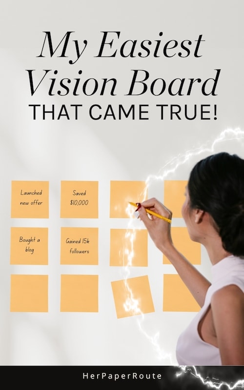 showing example of real vision board made with post-it notes and why this type of vision board works to manifest dream life