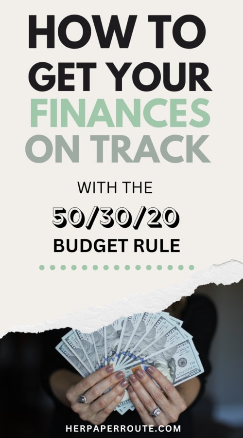 woman holding dollar bills as part of her savings using the 50/30/20 budget example