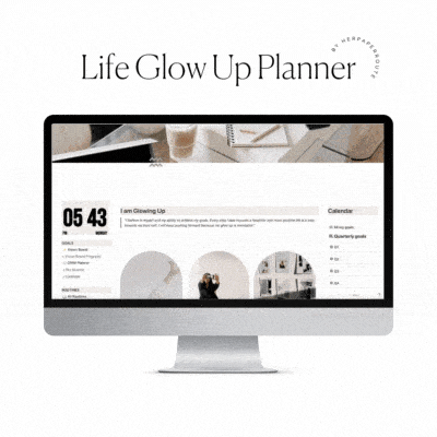 life glow up planner - showing the inside of teh planner in detail 1