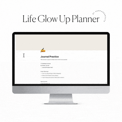 life glow up planner - showing the inside of teh planner in detail 2